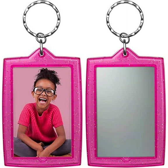 Snapins Pink Sparkle Acrylic 1.75x2.75 Photo Keychains with Mirror - Pack of 144