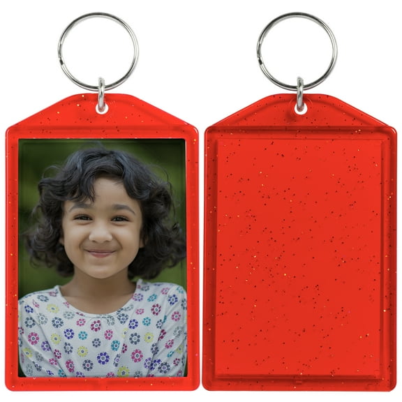 Snapins Red Translucent Sparkle 2x2.875 Photo Keychains - Pack of 24