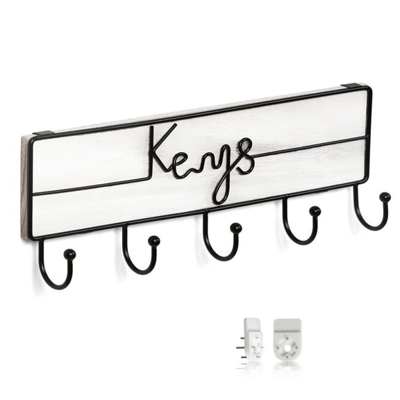 Snapinvent Wall Mounted Key Hooks Holder | Entryway Wooden Keys Hanger Organizer | Natural Wall-mount Wood & Metal Key-hooks