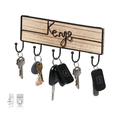 Snapinvent Wall Mounted Key Hooks Holder | Entryway Wooden Keys Hanger Organizer  |  Natural Wall-mount Wood & Metal Key-hooks