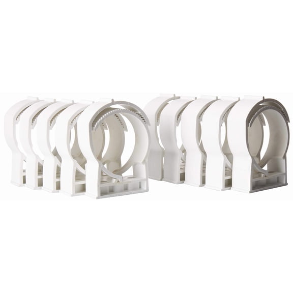 SnapnStrut 101-115HSPP White 10pack White Surface Mount Polypropylene Pipe Hanger, American Made for 4 inch Pipe, one-Piece Hanger for Pipes, Cable, or Conduit.