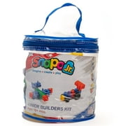 Snapo Jr. Beginner Builders Kit - 60 pcs - Colorful Blocks & Wheels, Connect On All 6 Sides, 3D Building Toy, Snap-Slide-Rotate, Toddler & Kids 18mo+