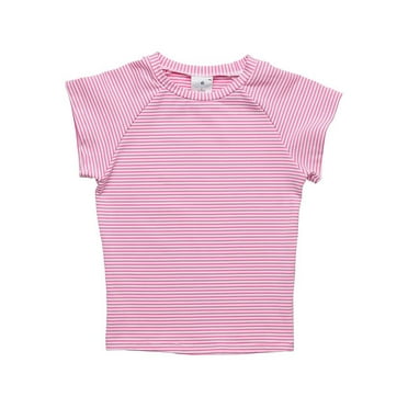 Snapper Rock girls  Raspberry Stripe Rash Top, 2, Pink