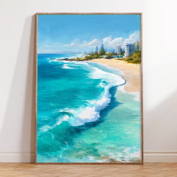 Snapper Rocks Queensland Australia Turquoise Coast Surf Art, Unframed Paper Print Size 8x12