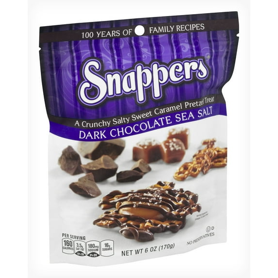 Snappers Dark Chocolate Sea Salt Pretzel Treat, 6 Oz.