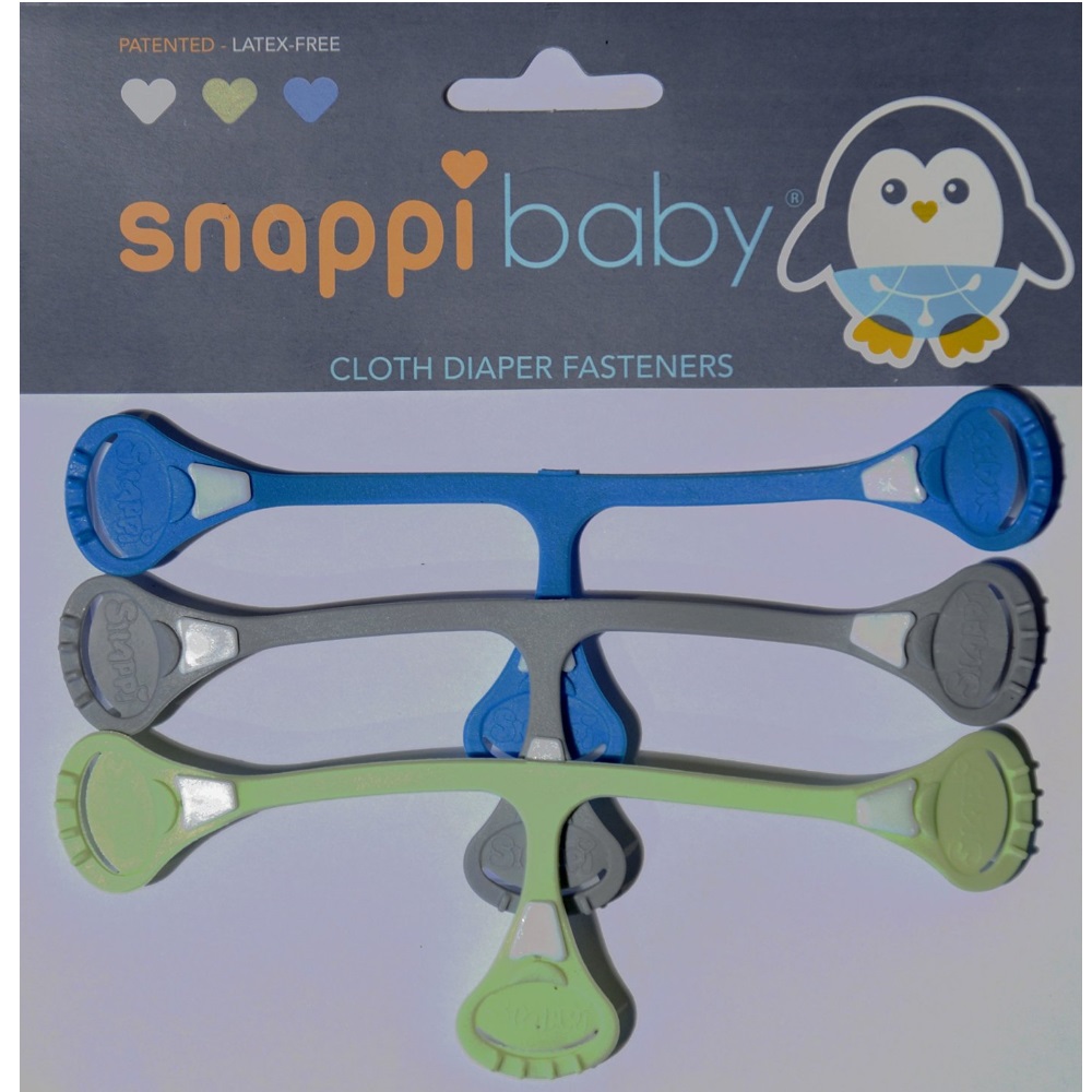 Snappi Cloth Diaper Fasteners - Pack of 3 - Boy Snappi 3-Pack (Baltic Gray, Bamboo Green, Scuba Blue) - image 1 of 10