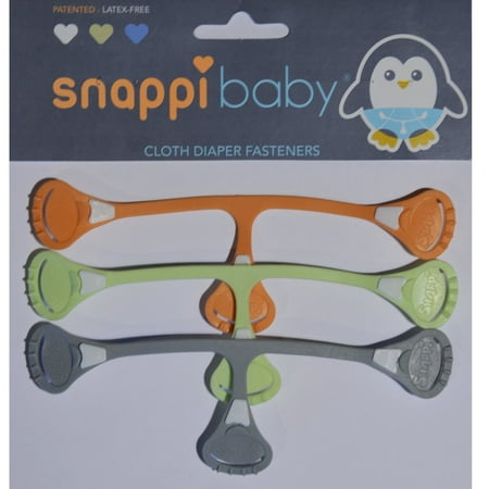 Snappi Cloth Diaper Fasteners - Pack of 3 - Neutral Snappi 3-Pack (Baltic Gray, Bamboo Green, Coral Orange)