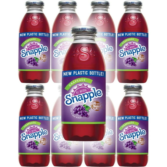 Snapple All Natural Grapeade Juice on Clearance, 16oz Bottle (Pack of 8, Total of 128 Fl Oz)