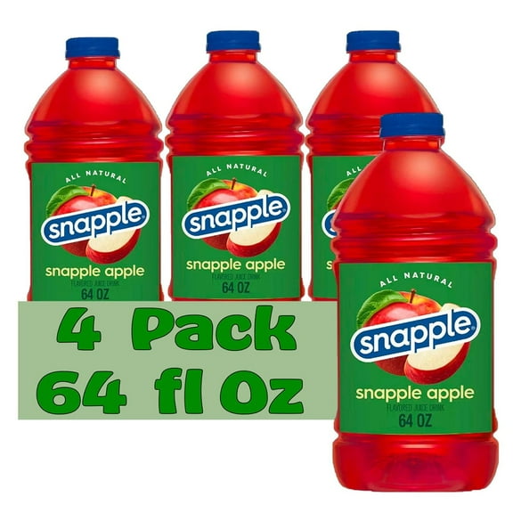 Snapple Apple All Natural Fruit Juice Drink, 64 fl oz Plastic Bottles, 4-Pack
