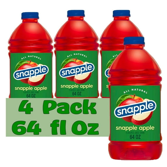 Snapple Apple All Natural Fruit Juice Drink, 64 fl oz Plastic Bottles, 4-Pack