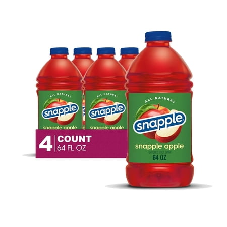 Snapple Apple All Natural Fruit Juice Drink,Gluten Free 64 fl oz Plastic Bottles, 4-Pack