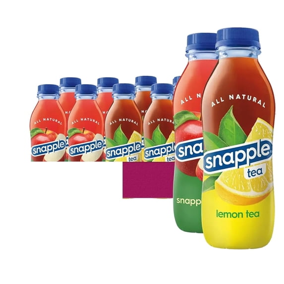 Snapple Apple + Lemon All Natural Fruit Juice Drink,Gluten Free 16 fl oz Plastic Bottles, 12-Pack