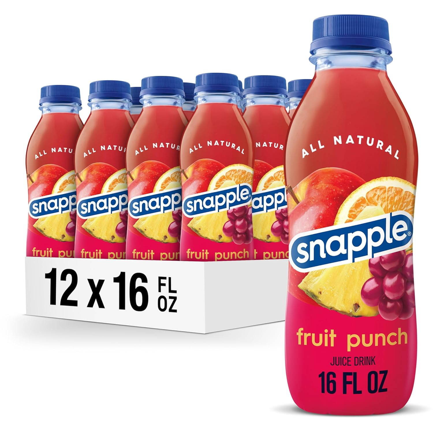 Snapple, Fruit Punch Juice Drink, 16 fl oz, Pack of 12 - Walmart.com