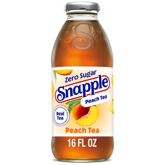 Snapple Zero Sugar Peach Tea Drink, 16 fl oz Glass Bottle