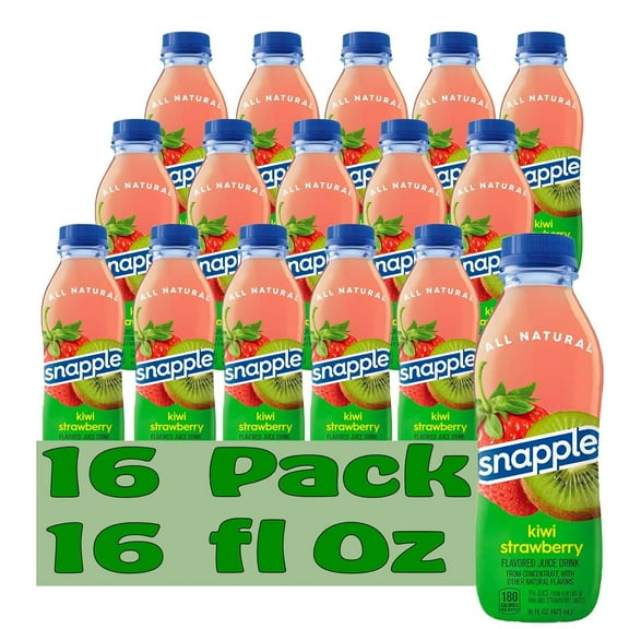 Snapple Kiwi Strawberry All Natural Fruit Juice Drink, 16 fl oz Plastic Bottles, Made with Real Fruit Flavor, 16-Pack