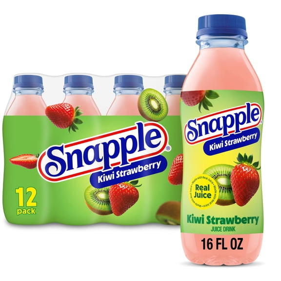 Snapple Kiwi Strawberry Juice Drink, 16 fl oz recycled plastic bottle, 12 pack