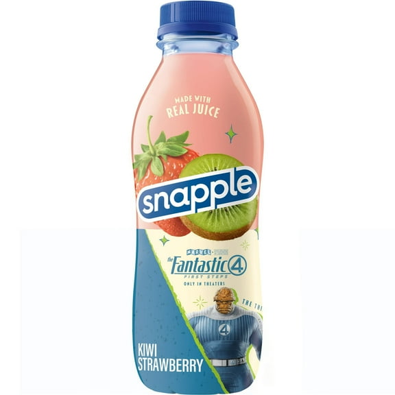 Snapple Kiwi Strawberry Juice Drink, 16 fl oz recycled plastic bottle, The Fantastic Four: First Steps Limited Edition (Packs of 2)