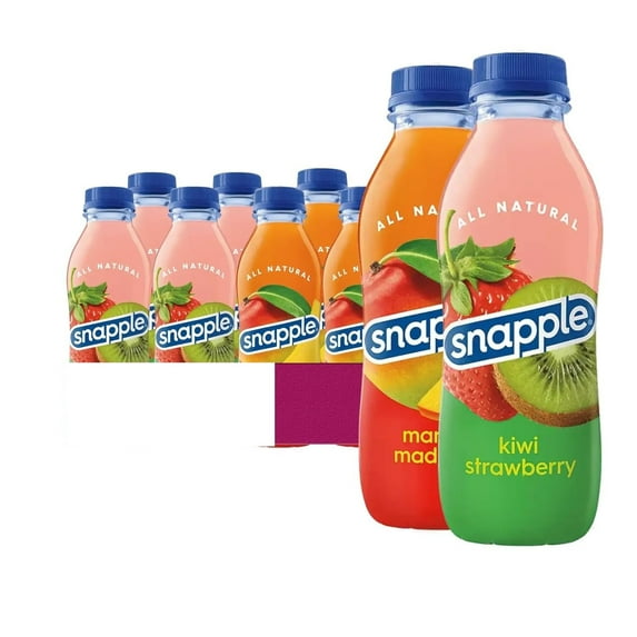 Snapple Kiwi-Strawberry + Mango-Madness All Natural Fruit Juice Drink,Gluten Free 16 fl oz Plastic Bottles, 12-Pack