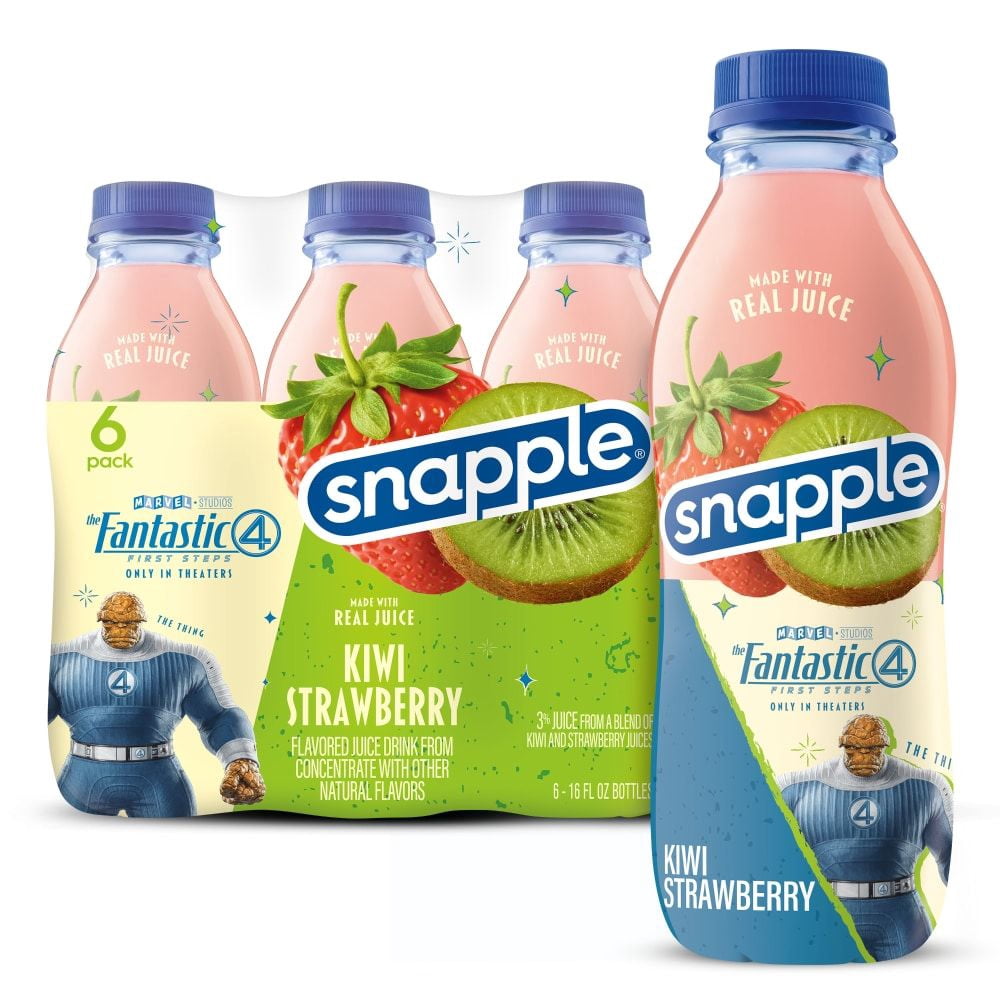 Snapple Kiwi Strawberry The Fantastic Four: First Steps Limited Edition Juice Drink Bottles 6 pk / 16 fl oz - Pack of 2