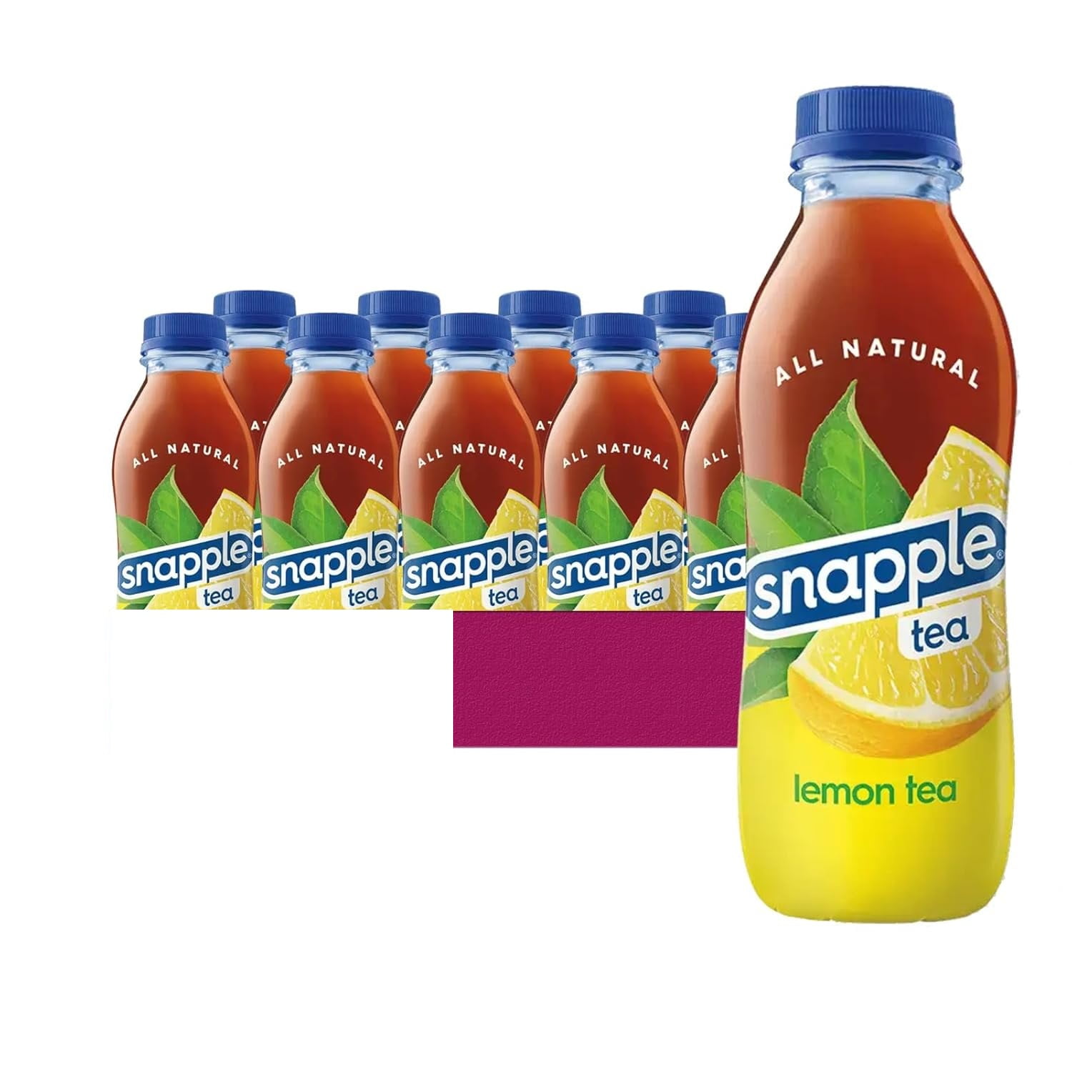 Snapple Lemon All-Natural Fruit Juice Drink, Gluten-Free, Refreshing Beverage, Made from Premium Ingredients, 16 fl oz Plastic Bottles, 12-Pack