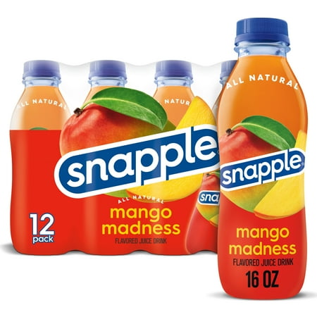 Snapple Mango Madness Juice Drink, 16 fl oz, 12 Count Bottles