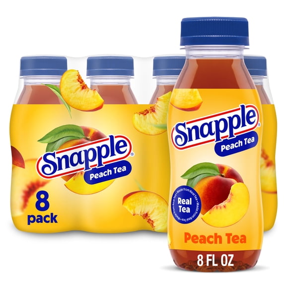 Snapple Natural Peach, Bottled Tea Drink, 8 fl oz, 8 Mini Bottles