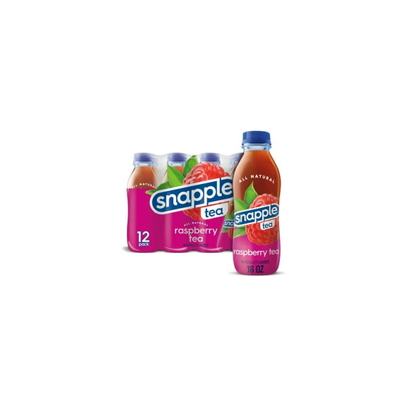 Snapple Natural Raspberry, Bottled Tea Drink, 16 fl oz, 12 Bottles