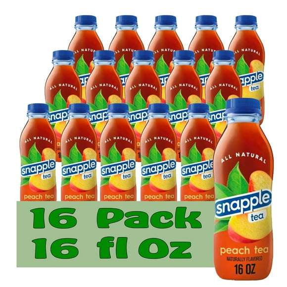 Snapple Peach All Natural Fruit Juice Drink, 16 fl oz Plastic Bottles, Made with Real Fruit Flavor, 16-Pack