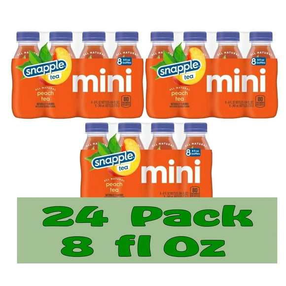 Snapple Peach All Natural Fruit Juice Drink, 8 fl oz Plastic Bottles, Made with Real Fruit Flavor, 24-Pack