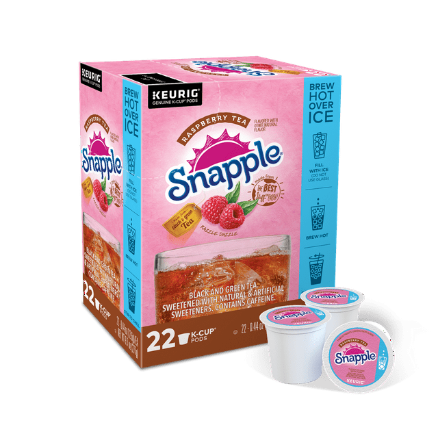 Snapple Raspberry Iced Tea, Keurig K-Cup Pod, 22 Count for Keurig Brewers