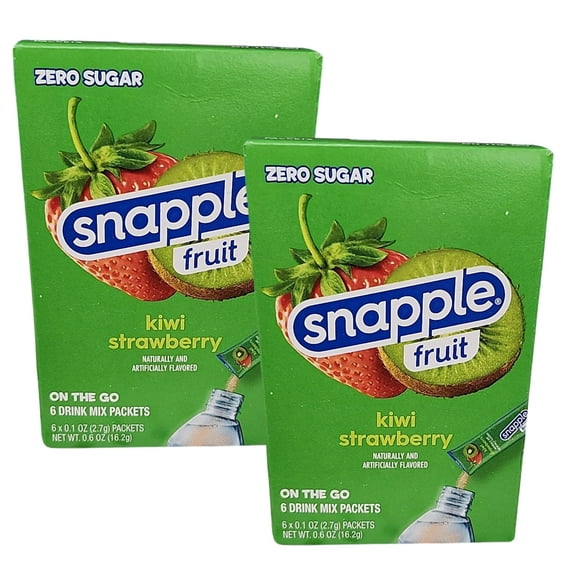 Snapple Singles To Go Powdered Drink Mix Kiwi Strawberry Flavored Powder Beverages Sugar-Free Non Carbonated Fruity & Delicious Water Enhancer- 2 Boxes 6 Sticks each 12 Total Servings
