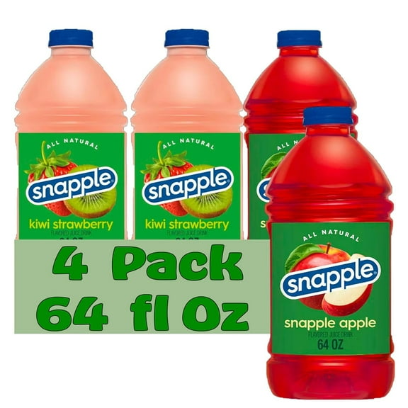 Snapple Variety Collection All Natural Fruit Juice Drink, 64 fl oz Plastic Bottles, 4-Pack