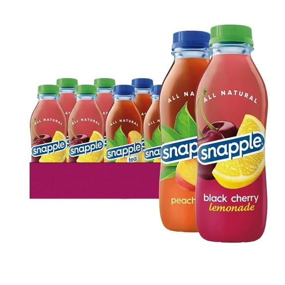 Snapple Black Cherry + Peach All Natural Fruit Juice Drink,Gluten Free 16 fl oz Plastic Bottles, 12-Pack