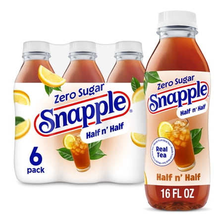 Snapple Zero Sugar Half 'n Half Bottled Tea Drink, 16 fl oz, 6 Bottles