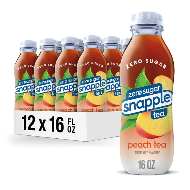 Snapple Zero Sugar Peach Tea, 16 Fl Oz Recycled Plastic Bottle, Pack Of