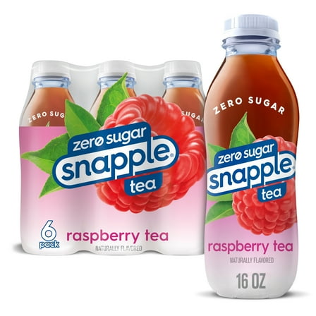 Snapple Zero Sugar Raspberry, Bottled Tea Drink, 16 fl oz, 6 Bottles
