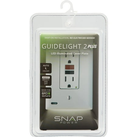 SnapPower - GuideLight 2Plus GCFI Outlet Wall Plate - White