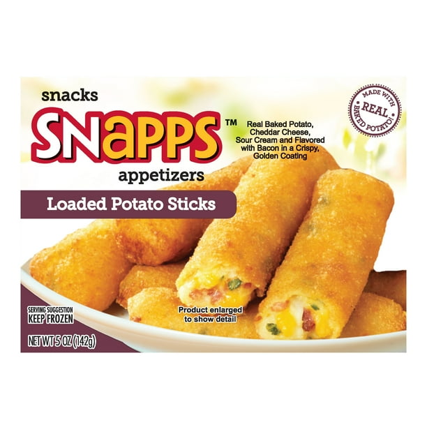 Snapps Frozen Snacks & Appetizers Loaded Potato Sticks, 5 oz Box