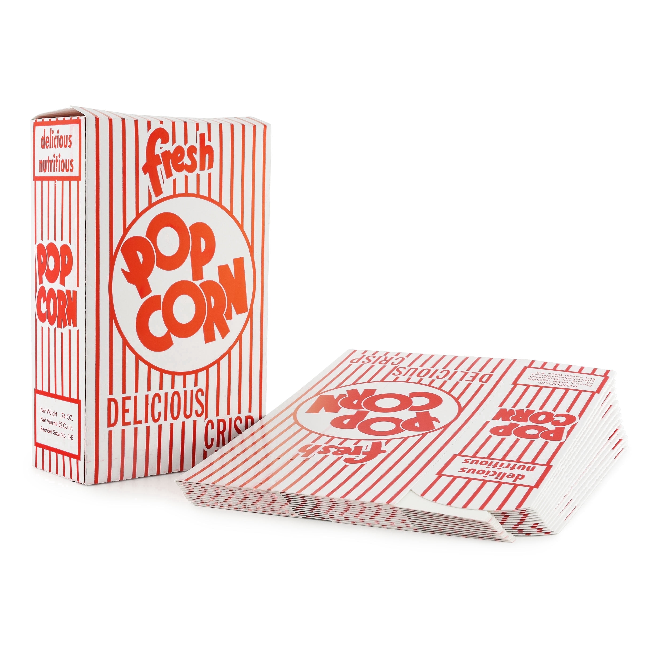 Snappy 1-E Close Top Popcorn Boxes, Red and White Cardboard, 3/4 oz ...