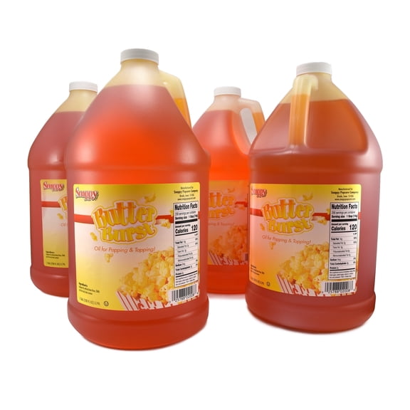 Snappy Butter Burst Popcorn Oil, Movie Theater Butter Oil with Beta Carotene, 1 Gallon, 4 Pack