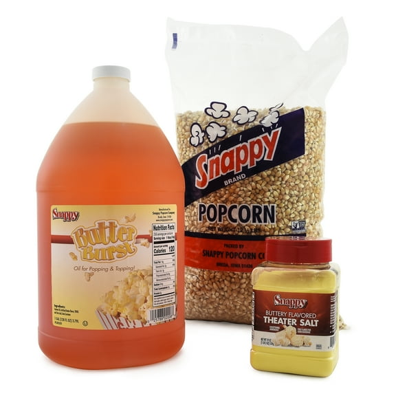 Snappy Butter Burst Popcorn Oil for Popping and Popcorn Topping, 12.5 lb Snappy Yellow Popcorn Kernels for Popping, Buttery Flavored Popcorn Theater Salt