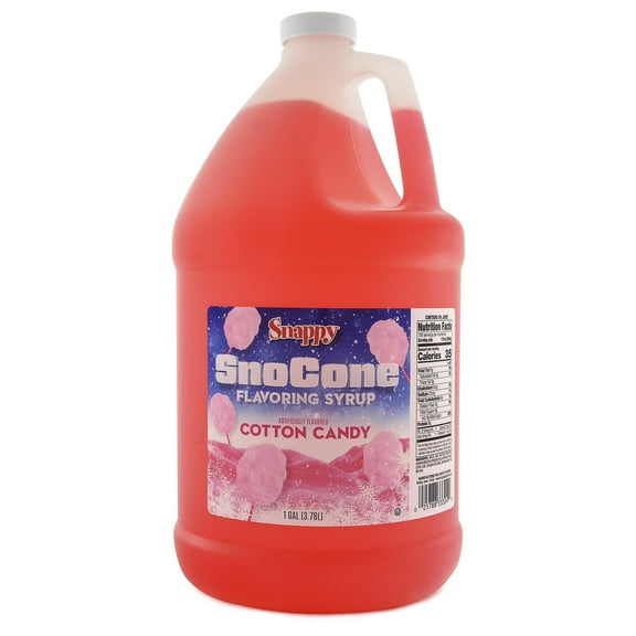 Snappy Cotton Candy Sno Cone Syrup, Flavored Syrup for Shaved Ice, 1 Gallon (128 oz)