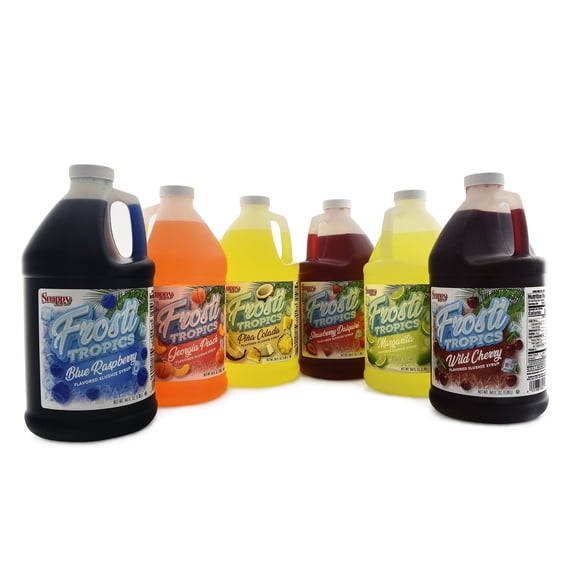 Snappy Frosti Tropics Slushie Mix Variety Bundle, 6 Flavors, 1/2 Gallon Each, for Slushie Machines, Granita and Frozen Cocktails
