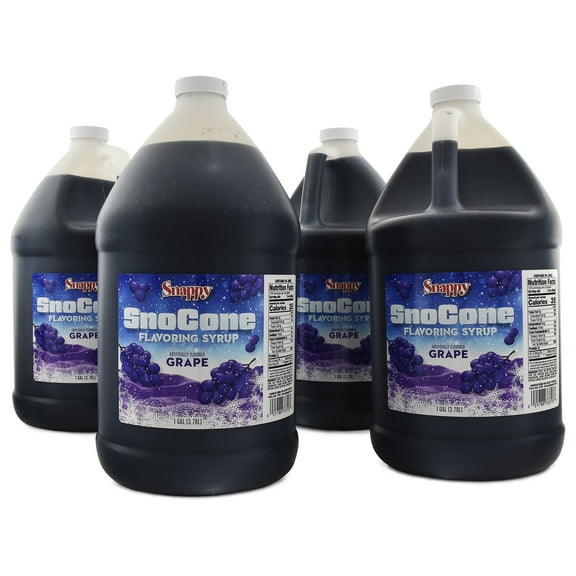 Snappy Grape Sno Cone Syrup, Flavored Syrup for Shaved Ice, 1 Gallon (128 oz), 4 Count