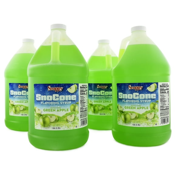 Snappy Green Apple Sno Cone Syrup, Flavored Syrup for Shaved Ice, 1 Gallon (128 oz), 4 Count