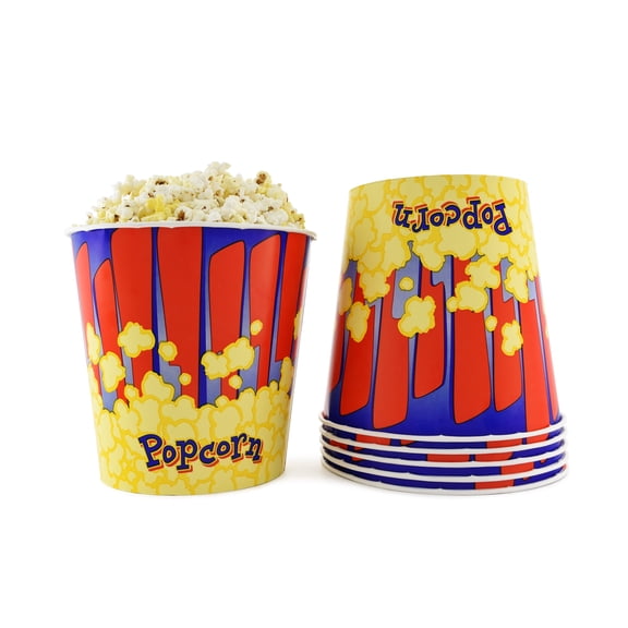 Snappy Red and Blue Popcorn Tubs 170oz, 150 Pack Grease-Resistant Disposable Popcorn Containers