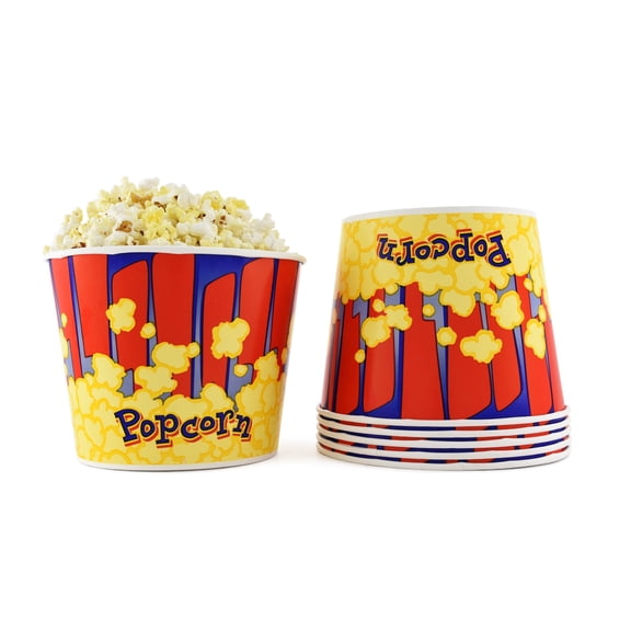 Snappy Red and Blue Popcorn Tubs 85 oz, 300 Pack Grease-Resistant Disposable Popcorn Containers