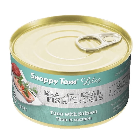Snappy Tom "Lites" Tuna with Salmon. Wet Cat Food, 3 oz cans, 24 count