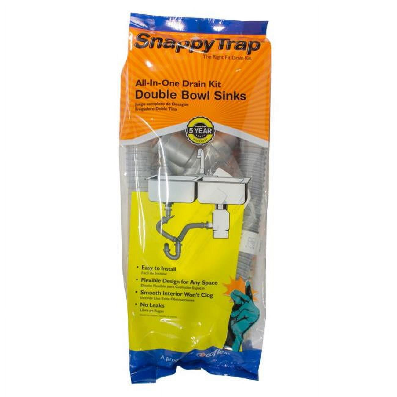 Snappy Trap 11/2 in. D PVC Double Sink Drain Kit