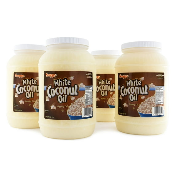 Snappy Pure White Coconut Oil, 1 Gallon, 4 Pack, Premium Cooking Ingredient